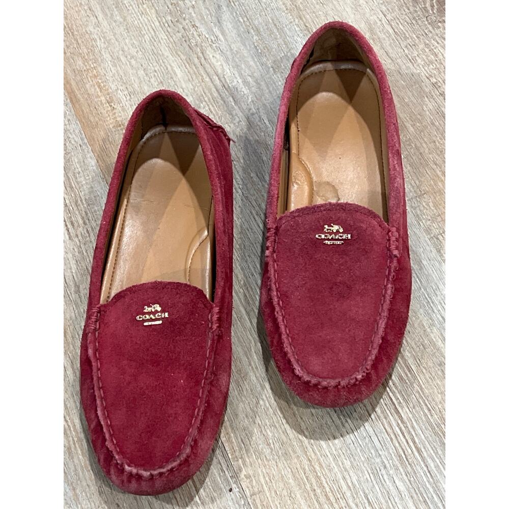 Coach Suede Fuchsia Loafers Size 9B Elegant Driving Shoes - Picture 3 of 13
